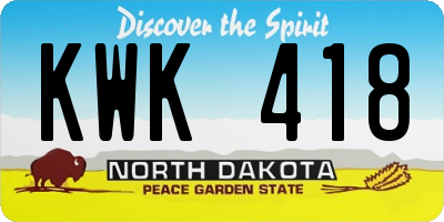 ND license plate KWK418