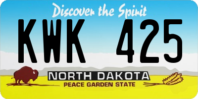 ND license plate KWK425
