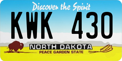 ND license plate KWK430