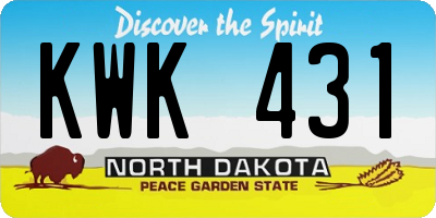 ND license plate KWK431