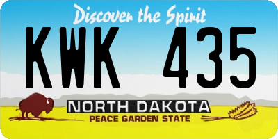 ND license plate KWK435