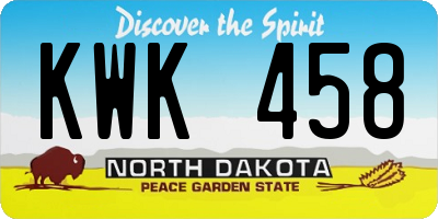 ND license plate KWK458