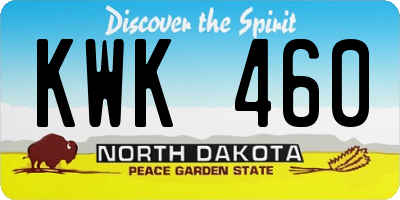 ND license plate KWK460