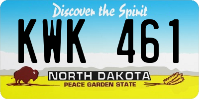 ND license plate KWK461