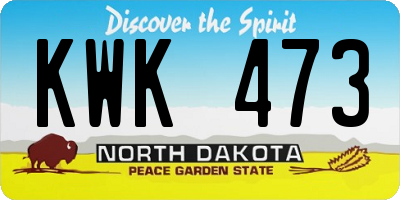 ND license plate KWK473