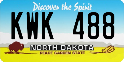 ND license plate KWK488