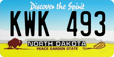 ND license plate KWK493