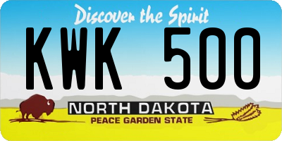 ND license plate KWK500