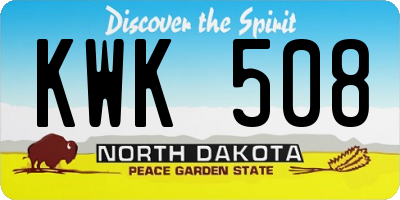 ND license plate KWK508