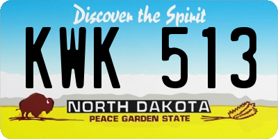 ND license plate KWK513