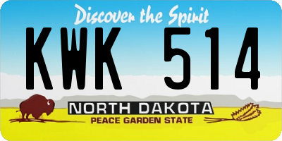 ND license plate KWK514