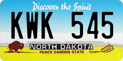 ND license plate KWK545