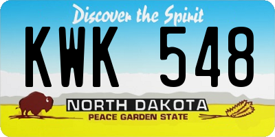 ND license plate KWK548