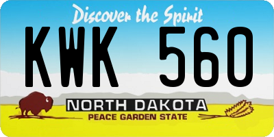 ND license plate KWK560
