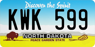 ND license plate KWK599