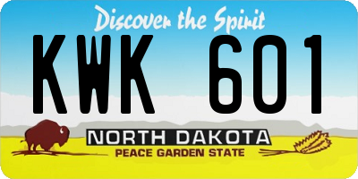 ND license plate KWK601
