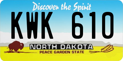 ND license plate KWK610