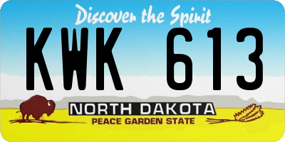 ND license plate KWK613