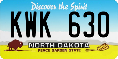 ND license plate KWK630