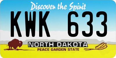 ND license plate KWK633