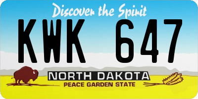 ND license plate KWK647