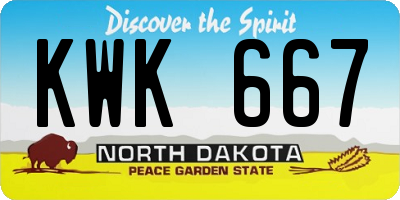 ND license plate KWK667