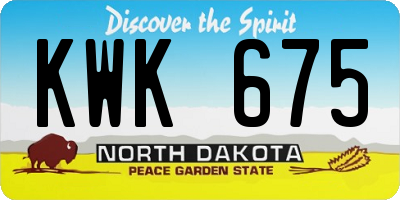ND license plate KWK675