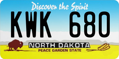 ND license plate KWK680