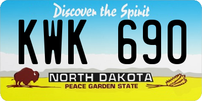 ND license plate KWK690