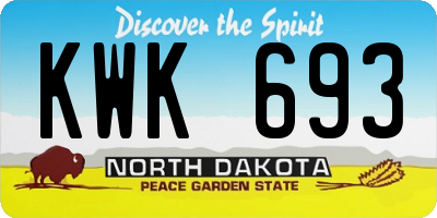 ND license plate KWK693