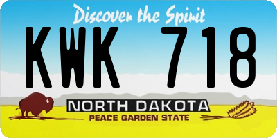 ND license plate KWK718