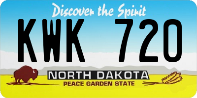 ND license plate KWK720