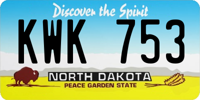 ND license plate KWK753