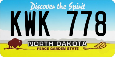 ND license plate KWK778