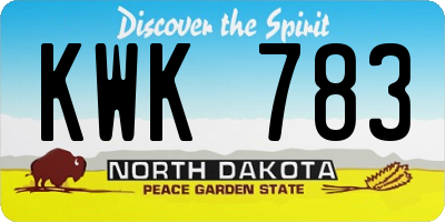 ND license plate KWK783