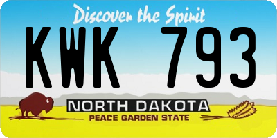 ND license plate KWK793