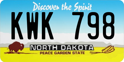 ND license plate KWK798