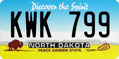 ND license plate KWK799