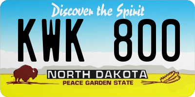 ND license plate KWK800
