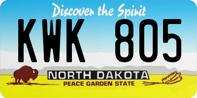 ND license plate KWK805