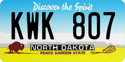 ND license plate KWK807