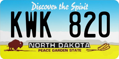 ND license plate KWK820
