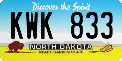 ND license plate KWK833