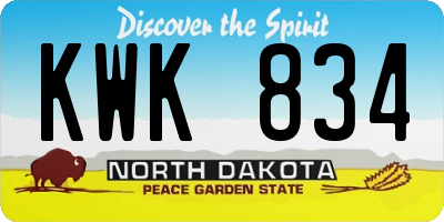 ND license plate KWK834