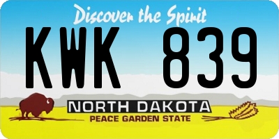 ND license plate KWK839