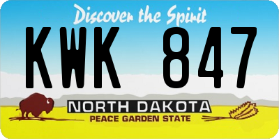 ND license plate KWK847