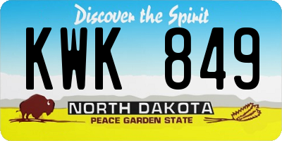 ND license plate KWK849