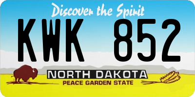 ND license plate KWK852
