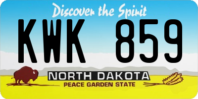 ND license plate KWK859