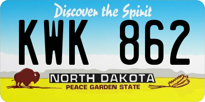 ND license plate KWK862